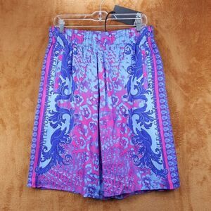 VERSACE Shorts Mens Large Purple Pull On Baroque Paisley Logo Colorful Luxury